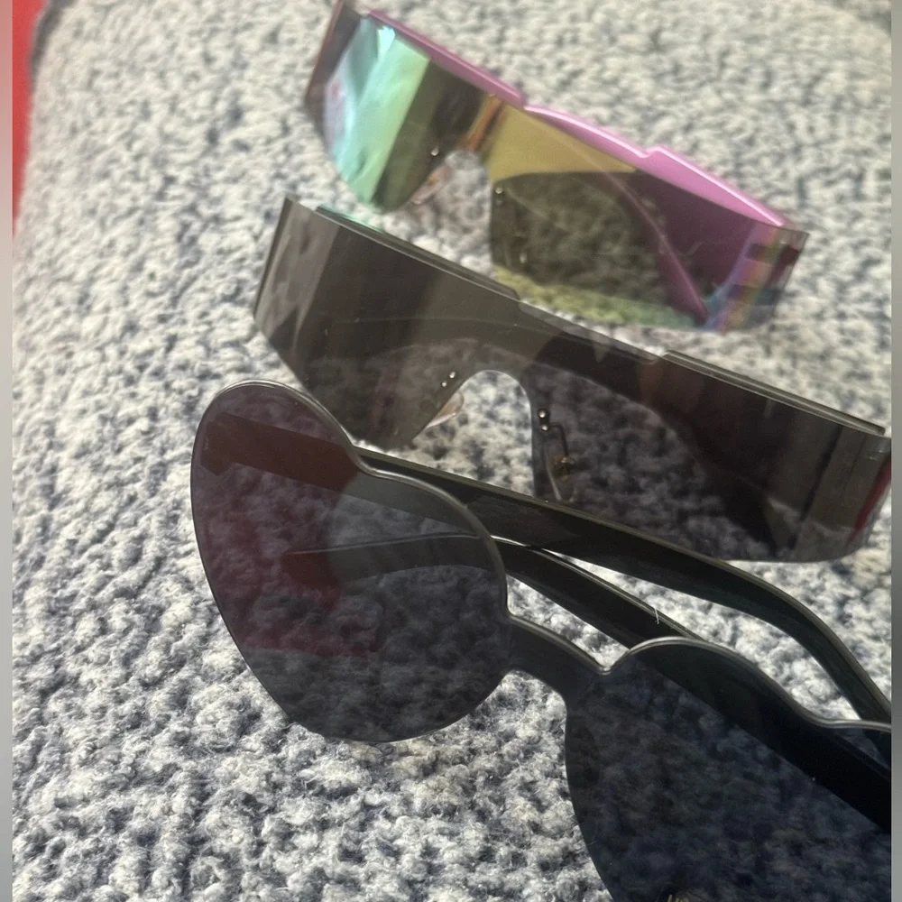 3 in a single purchase Cyber-Shield Trio Midnight Black-Heart Rimless-Neon Aura